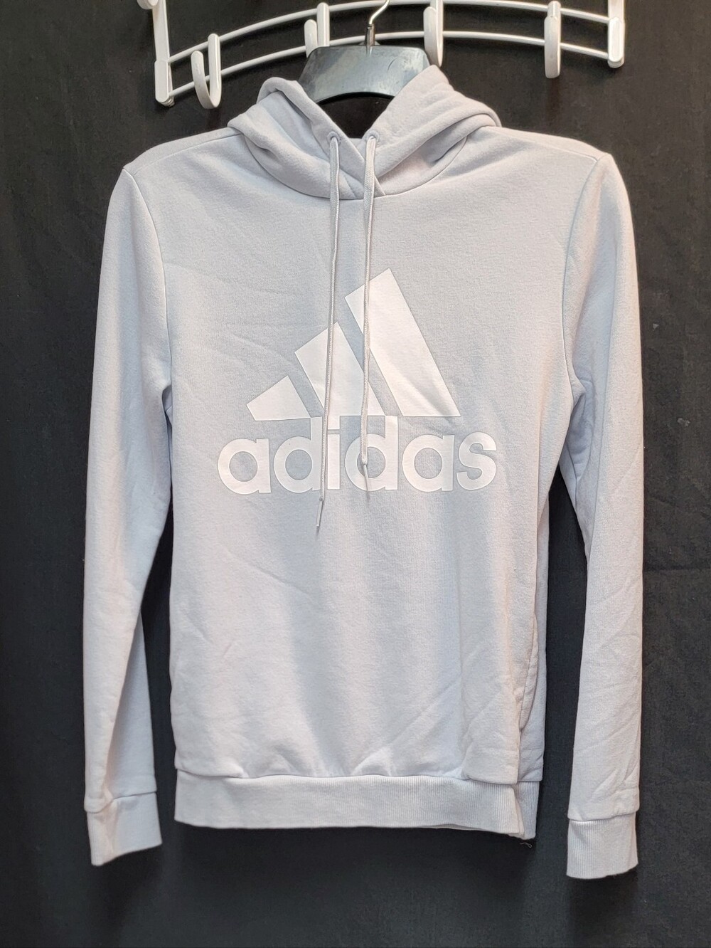 adidas Light Gray Crewneck Hoodie with White Logo